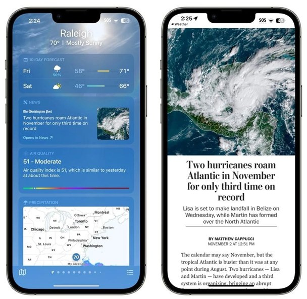 珠晖苹果14维修分享iPhone 14手机如何看天气时顺带看新闻 