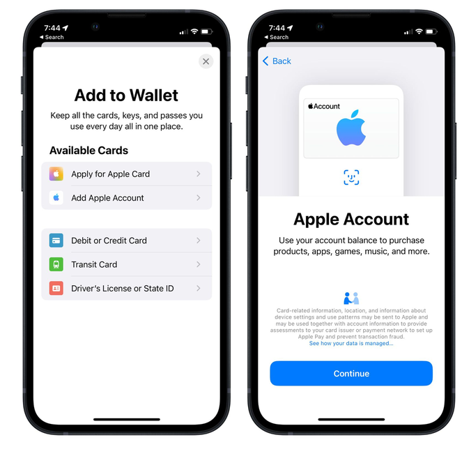 珠晖苹果手机维修分享iOS 15.5钱包App如何添加 Apple 账户 