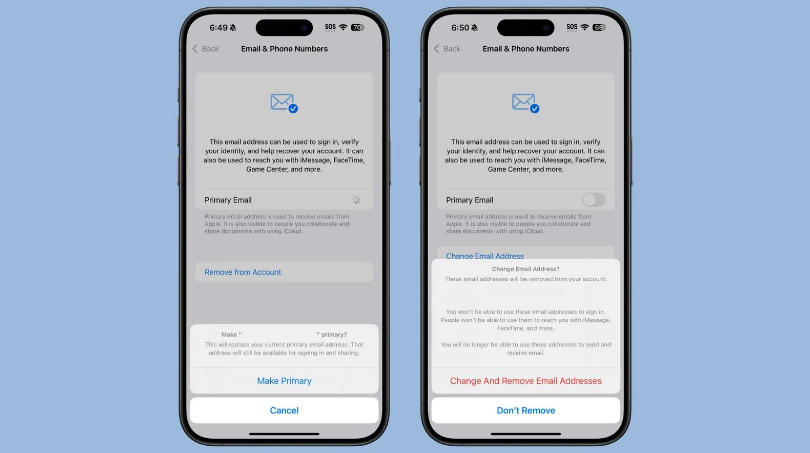 珠晖苹果手机维修分享苹果 iOS 18.1 支持设置“主要”邮箱地址并更改 iCloud 邮箱 