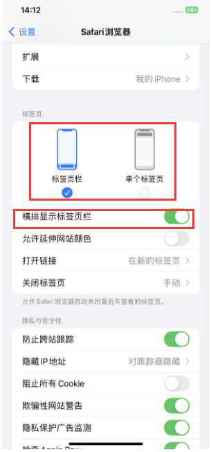 珠晖苹果手机维修分享Safari浏览器如何切换标签栏位置 
