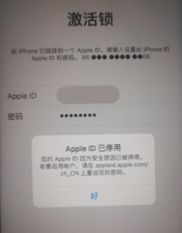 珠晖苹果手机维修分享iPhone 12 出现提示“Apple ID 已停用”怎么办 
