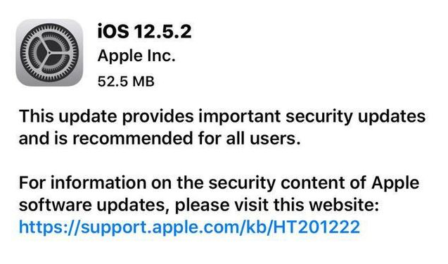 珠晖苹果手机维修分享iOS12.5.2发布，建议所有老苹果用户安装 